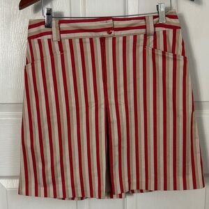 Vintage BURBERRY GOLF Red and Cream Striped Women's Skirt size 8